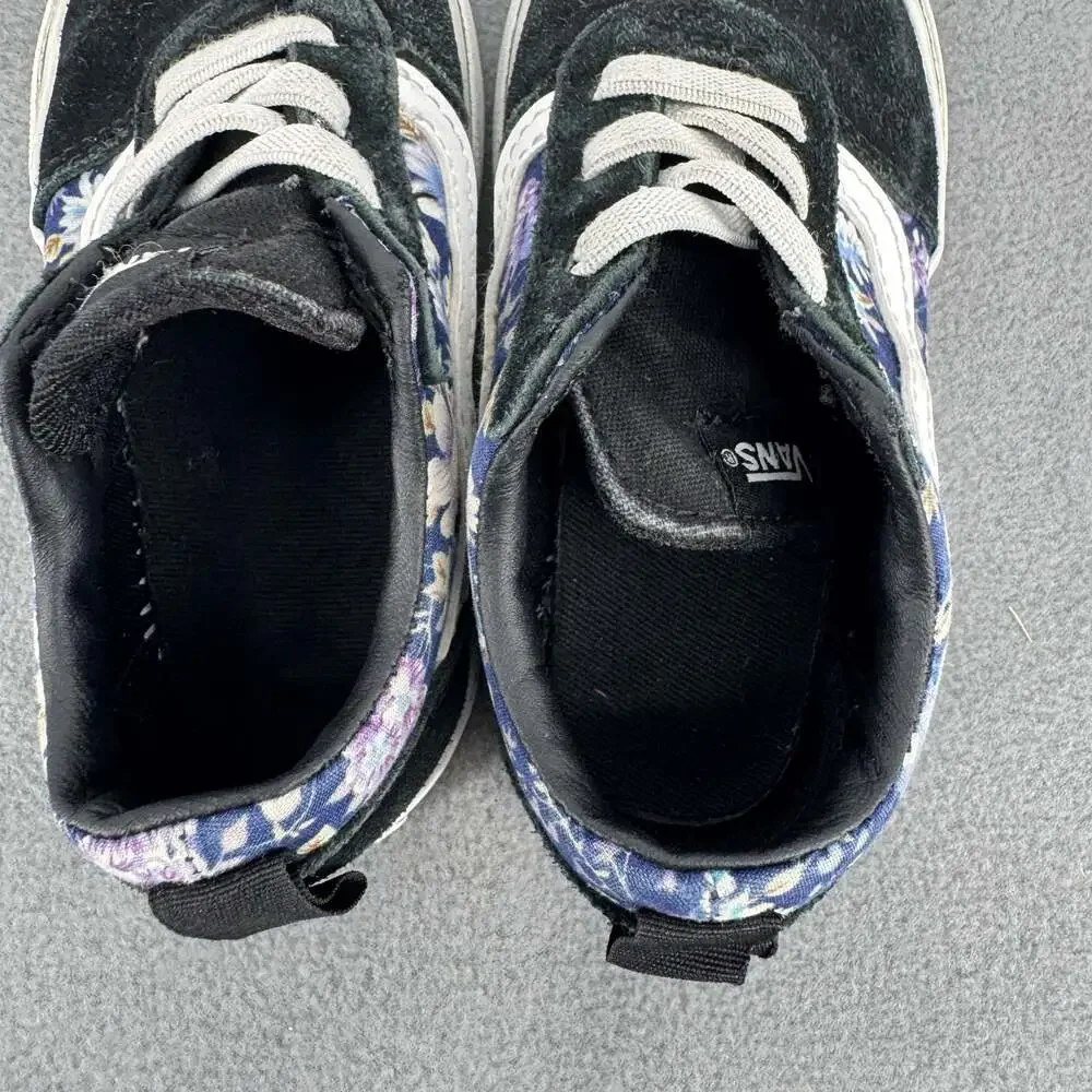 Vans Old Skool V Toddler Size 7 Shoes Black Blue Floral Suede Sneakers